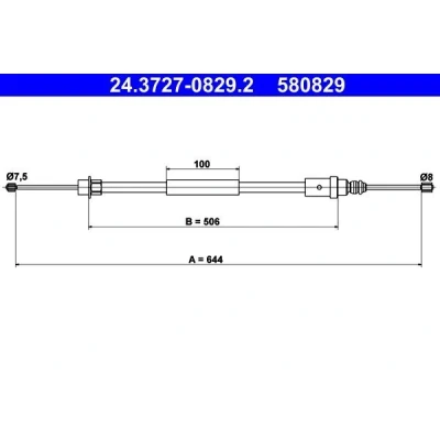 Bilde av ATE 24.3727 0829.2 Bremsekabel 644