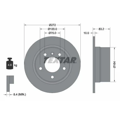 Bilde av TEXTAR PRO 92076703 Bremseskiver 272 10 05/06 120 fullt ut belagt uten hjulfestebolt, hjulnav BMW: Z3 Roadster