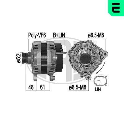 Bilde av ERA 209562A Dynamo 14V 180A SKODA: Octavia 3 Combi, VOLKSWAGEN: Golf 7