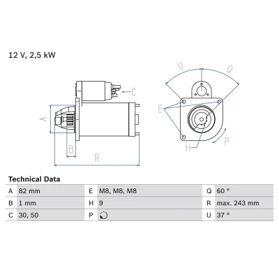 Bilde av BOSCH 0 986 021 640 Starter 12 2,5 9 FIAT: Ducato II Flatvogn lastebil/Chassis