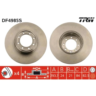 Bilde av TRW DF4985S Bremseskiver 294 24 8 108 ventilert spraylakkert IVECO: DAILY 4 Kasten/Kombi, V Varebil / Stasjonsvogn, 3 Kasten/Kombi