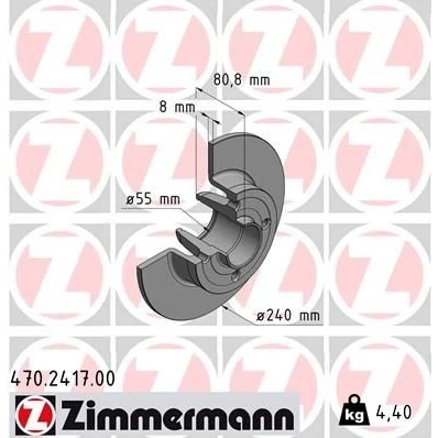 Bilde av ZIMMERMANN 470.2417.00 Bremseskiver 240 8 4/4 4 100 fullt ut uten hjullager, ABS sensorring RENAULT: CLIO 3, MEGANE 2, 2 Coupe Cabriolet