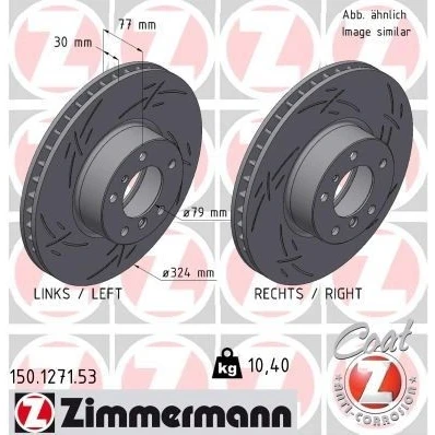 Bilde av ZIMMERMANN 150.1271.53 Bremseskiver 324 30 7/5 5 120 innvendig ventilert, med sliss belagt høy karbon BMW: Sedan, Touring, 7