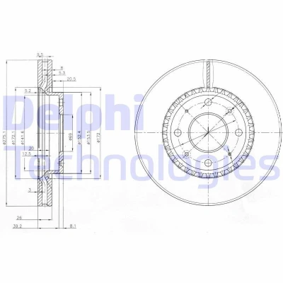 Bilde av DELPHI BG4016 Bremseskiver 275 26 4 ventilert oljet ubehandlet uten hjullager, ABS sensorring
