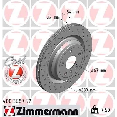Bilde av ZIMMERMANN SPORT COAT Z 400.3687.52 Bremseskiver 330 22 6/5 5 112 innvendig ventilert, hullet belagt høy karbon MERCEDES BENZ: ML Klasse, GLE SUV