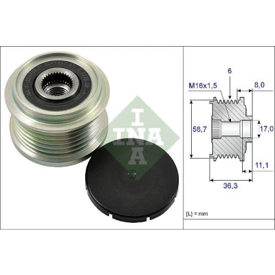 Bilde av INA 535 0160 10 Frihjul Dynamo 36,3 spesialverktøy nødvendig for montering FORD: Transit Custom V362 Van, Mk6 Tourneo