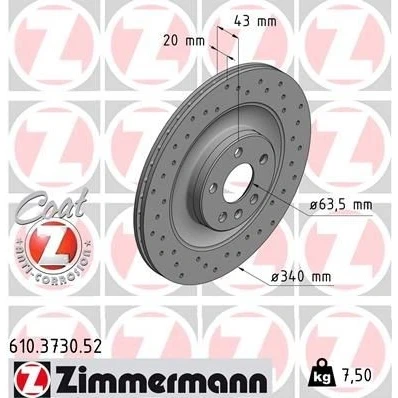 Bilde av ZIMMERMANN SPORT COAT Z 610.3730.52 Bremseskiver 340 20 6/5 5 108 innvendig ventilert, hullet belagt VOLVO: XC90 II
