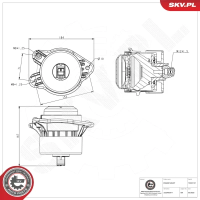 Bilde av Lagring, motor, Foran, Høyre Esen skv 75SKV127 mercedes benz OE 222 240 50 17, A 17