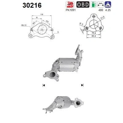 Bilde av AS 30216 Katalysator Euro 5 480mm