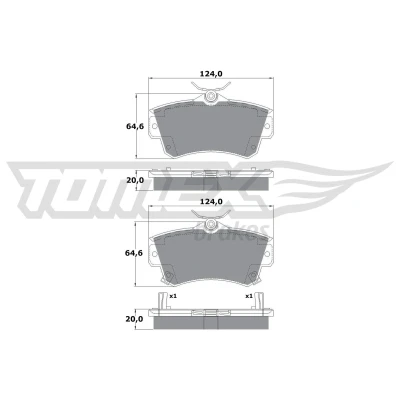 Bilde av TOMEX brakes TX 14 97 Bremseklosser framaksel med akustisk slitasjevarsel CHRYSLER: PT Cruiser Stasjonsvogn
