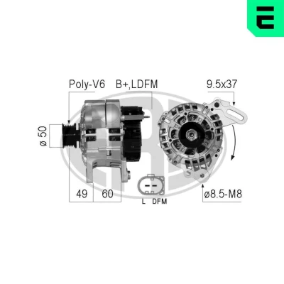 Bilde av ERA 210731A Dynamo 14V 90A VOLKSWAGEN: Caddy 3, Polo V Hatchback, Golf Plus / Crossgolf, SKODA: Octavia I 2 Combi, Fabia