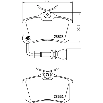 Bilde av HELLA 8DB 355 010 781 Bremseklosser inkl. slitasjevarselkontakt med bremsecaliperskruer VOLKSWAGEN: Polo IV Hatchback, SEAT: Ibiza 3
