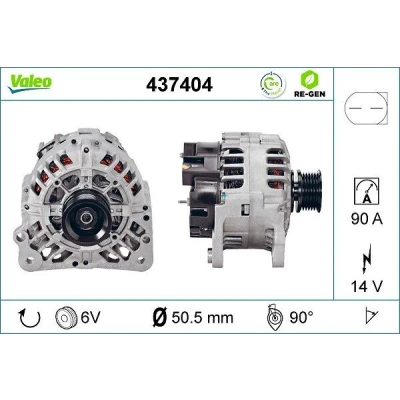 Bilde av VALEO 437404 Dynamo 14V 90A VOLKSWAGEN: Transporter 4 Bus, 5 Passat B6 Variant, AUDI: A3 Sportback, A4 B5 Avant, A2