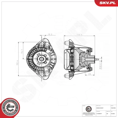 Bilde av Lagring, motor, Foran høyre Esen skv 75SKV066 mercedes benz OE 204 240 03 17, 47 212 19 17