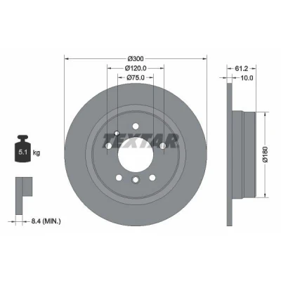 Bilde av TEXTAR PRO 92042303 Bremseskiver 300 10 05/07 120 fullt ut belagt uten hjulfestebolt, hjulnav BMW: 5 Sedan, Touring