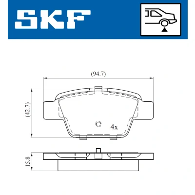 Bilde av SKF VKBP 90315 Bremseklosser ikke klargjort for slitasjeindikator