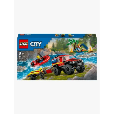 Bilde av LEGO City 60412 Firehjulsdrevet brannbil med redningsbåt Byggesett