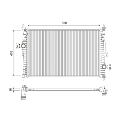 Bilde av VALEO 701173 Radiator Aluminium 408mm 650mm 16mm uten kjølemiddelregulator
