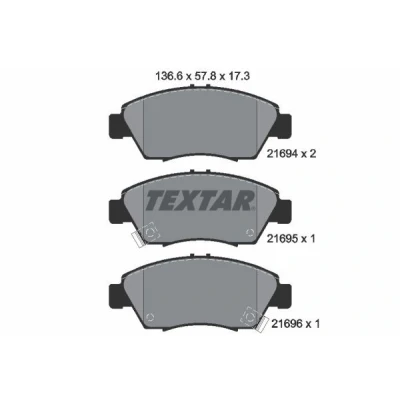Bilde av TEXTAR 2169401 Bremseklosser med akustisk slitasjevarsel HONDA: Insight II Hatchback, CIVIC 6 Coupe, 7 Hatchback