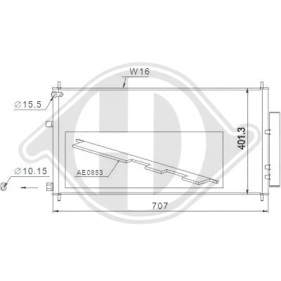 Bilde av DIEDERICHS DCC1990 Kondensator med tørker 15,5 10,2 Aluminium HONDA: CR V 4