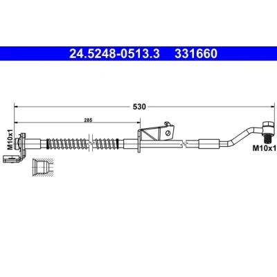 Bilde av ATE 24.5248 0513.3 Bremseslange 530 M10x1 HYUNDAI: i20 I Hatchback