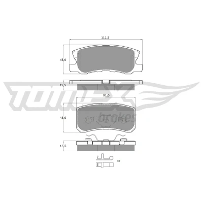 Bilde av TOMEX brakes TX 15 04 Bremseklosser bakaksel MITSUBISHI: Outlander 3, 2 SUV, PAJERO 4, PEUGEOT: 4008 4007, CITROËN: C4 Aircross