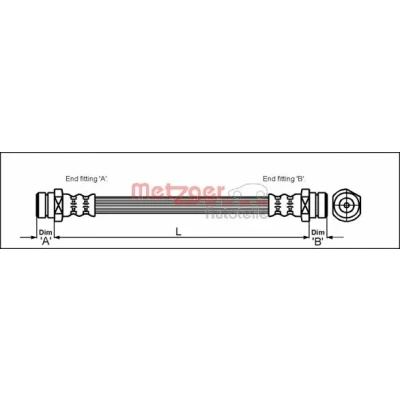 Bilde av METZGER 4113305 Bremseslange 276 F10 x 1 MAZDA: 626 III Stasjonsvogn