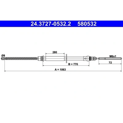 Bilde av ATE 24.3727 0532.2 Bremsekabel 1063 PEUGEOT: Expert I, I Van, CITROËN: Jumpy MPV