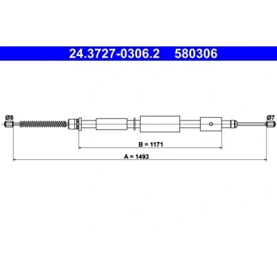 Bilde av ATE 24.3727 0306.2 Bremsekabel 1493 PEUGEOT: 306 Cabrio