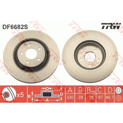 Bilde av TRW DF6682S Bremseskiver 330 28 5 112 ventilert spraylakkert MERCEDES BENZ: C Klasse Sedan, T modell, CLK Coupé