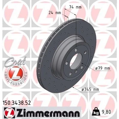 Bilde av ZIMMERMANN Bremseskive BMW: 7 SPORT COAT Z 24mm 6/5 5 hull 120mm utvendig ventilert, hullet belagt høy karbon 150.3438.52 34216765889,34216864054