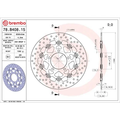 Bilde av BREMBO Bremseskive Serie Oro foran 280mm 5mm 5 hullet, todelt bremseskive, flytende 78B40815 Bremseskiver, Skivebremser