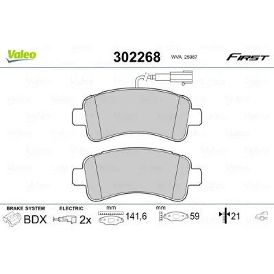 Bilde av VALEO 302268 Bremseklosser bakaksel inkl. slitasjevarselkontakt med antihyle blikk FIAT: Ducato III Flatvogn lastebil / Chassis, Minibuss