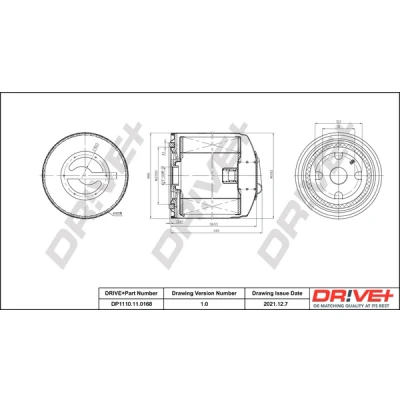 Bilde av Dr!ve+ DP1110.11.0168 Oljefilter 3/4 16 UNF Påskruingsfilter AUDI: A4 B7 Avant, B6 A6 C4 VOLKSWAGEN: GOLF 3, 2