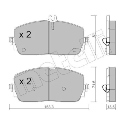 Bilde av METELLI 22 1194 0 Bremseklosser klargjort for slitasjeindikator MERCEDES BENZ: A Klasse, G CLA Shooting Brake