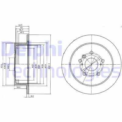 Bilde av DELPHI BG4180 Bremseskiver 288 10 5 fullt ut oljet ubehandlet uten hjullager, ABS sensorring LEXUS: RX II