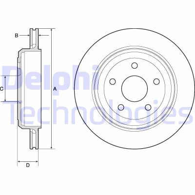 Bilde av DELPHI BG4802C Bremseskiver 330 22 5 ventilert belagt ubehandlet uten hjullager, ABS sensorring JEEP: GRAND CHEROKEE 4