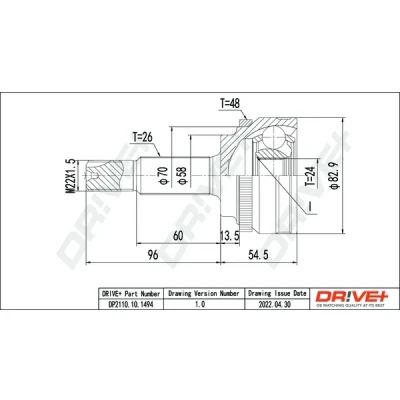 Bilde av Dr!ve+ DP2110.10.1494 Drivknute hjulside, framaksel NBR (nitril butadien kautsjuk)