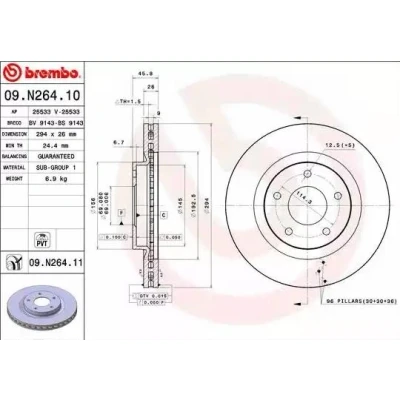 Bilde av BREMBO COATED DISC LINE 09.N264.11 Bremseskiver 294, 294 26 5 innvendig ventilert belagt MITSUBISHI: ASX SUV, Outlander 3, 2 SUV