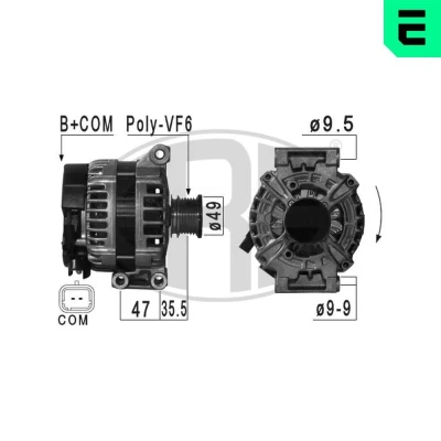 Bilde av ERA 209031A Dynamo 14V 150A PEUGEOT: 508 I SW, 5008 I, 308 SW 2, CITROËN: Berlingo II Van, C4 Hatchback, C5 III Stasjonsvogn, MINI: Hatchback