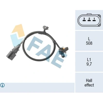Bilde av FAE 79495 Impulsgiver 3 Hall prinsipp VOLKSWAGEN: Golf 4, 4 Variant, Bora Sedan, SEAT: Leon I Hatchback, SKODA: Octavia 1 Combi