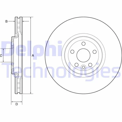 Bilde av DELPHI BG9178C Bremseskiver 350 32 5 ventilert belagt høy karbon uten hjullager, ABS sensorring JAGUAR: F Pace, I Pace