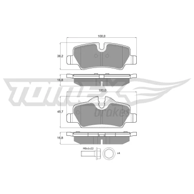 Bilde av TOMEX brakes TX 17 83 Bremseklosser bakaksel klargjort for slitasjeindikator med bremsecaliperskruer MINI: Hatchback