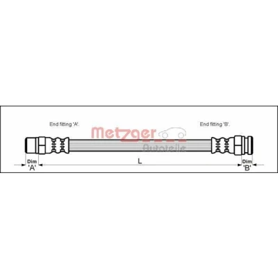 Bilde av METZGER 4112520 Bremseslange 374 F10 x 1 VOLKSWAGEN: Sharan I