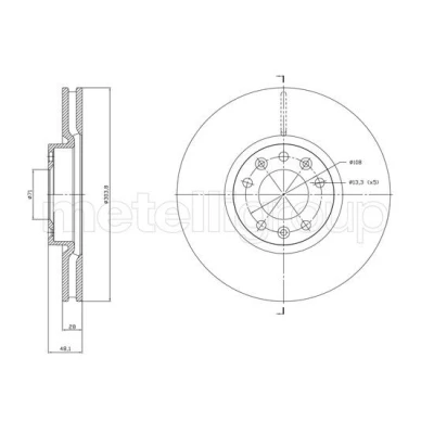 Bilde av METELLI 23 1848C Bremseskiver 303,8 28,0 5 71,0 ventilert spraylakkert OPEL: Grandland X
