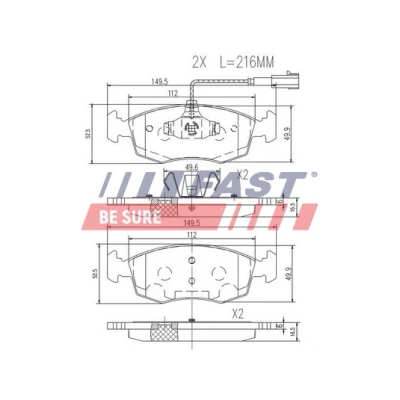 Bilde av FAST Bremseklosser framaksel med integrert slitasjesensor FT29083 FIAT: 500 Hatchback