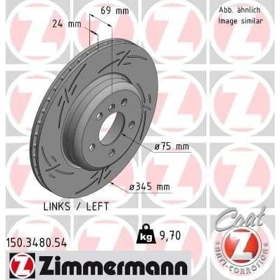 Bilde av ZIMMERMANN BLACK Z 150.3480.54 Bremseskiver 345 24 6/5 5 120 innvendig ventilert, med sliss belagt høy karbon BMW: Touring, Sedan, 7