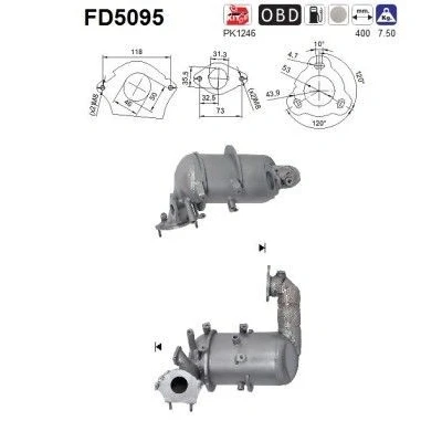 Bilde av AS FD5095 Partikkelfilter Euro 5 Cordierit NISSAN: Qashqai / Qashqai+2 I, RENAULT: MEGANE 3