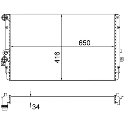 Bilde av MAHLE ORIGINAL CR 854 001S Radiator 650 416 34 Kjøleribber satt sammen mekanisk VOLKSWAGEN: Golf 4