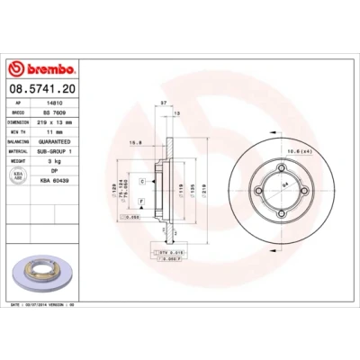 Bilde av BREMBO 08.5741.20 Bremseskiver 219 13 4 fullt ut